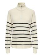 Olmibi L/S Highneck Zip Pullover Knt Tops Knitwear Jumpers Cream Only ...