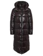 Nmallie X-Long Shiny Puffer Dd Topattu Pitkä Takki Black NOISY MAY