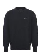 Script Knitted Crew Neck Tops Knitwear Round Necks Navy Lyle & Scott