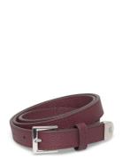 Pebbled Leather Skinny Belt Vyö Burgundy Lauren Ralph Lauren