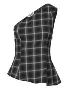 Asymmetric -Shoulder Fitted Top Tops T-shirts & Tops Sleeveless Black ...