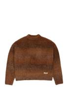 Gradient Knit Sweater Tops Knitwear Round Necks Brown Prohibited