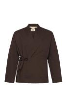 Akjesper Kimono Overshirt Tops Overshirts Brown Anerkjendt