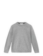 Knitted Sweater With Ribbed Details Tops Knitwear Pullovers Grey Mango