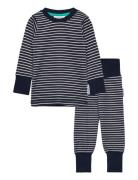Two Piece Pyjamas Navy Beige Stripe Pyjamasetti Pyjama Blue Geggamoja
