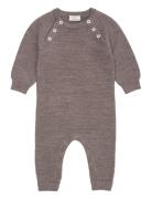 Merino Baby Full Body In Garter Stitch Pitkähihainen Body Brown Copenh...