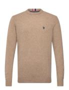 Ketil Reg Lw Uspa M Knit Tops Knitwear Round Necks Beige U.S. Polo Ass...