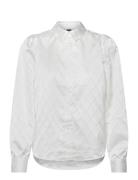Vmviga Jacquard Ls Shirt Wvn Ga Tops Shirts Long-sleeved White Vero Mo...