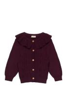 Ppdalia Cardigan Knit Tops Knitwear Cardigans Burgundy Petit Piao