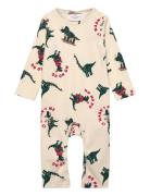 Tnsbholiday L_S Rib Jumpsuit Pitkähihainen Body Cream The New