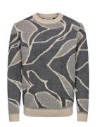 Onslong Reg Ls Crew Jaquard Knit Tops Knitwear Round Necks Grey ONLY &...