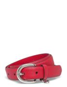 Charm Crosshatch Leather Belt Vyö Red Lauren Ralph Lauren
