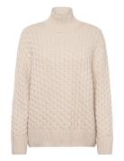 Cable Knit Mock Neck Tops Knitwear Turtleneck Cream GANT
