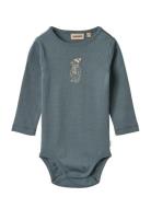Body L/S Leo Bodies Long-sleeved Blue Wheat