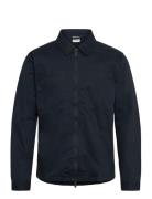 Twill Zip Overshirt Tops Overshirts Navy Knowledge Cotton Apparel