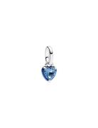 Heart Sterling Silver Mini Dangle With Blue Crystal And Blue Enamel Ka...