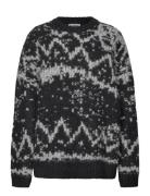 Over D Fair Isle Knit Sweater Tops Knitwear Jumpers Black Weekday
