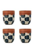 Check Cup Home Tableware Cups & Mugs Coffee Cups Brown Bloomingville