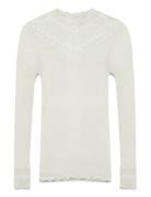 Rwbenita Silk Ls Lace T-Neck T-Shi Tops T-shirts & Tops Long-sleeved C...