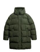 Hooded Sports Puffer Mid Jkt Villakangastakki Pitkä Takki Green Superd...
