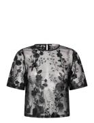 Fuschia Blouse Tops Blouses Short-sleeved Black A-View