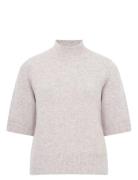 Kezia S/S Mock Nk Top Tops Knitwear Jumpers Beige French Connection