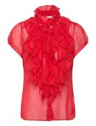 Liljasz Crinkle Ss Shirt Tops Blouses Short-sleeved Red Saint Tropez
