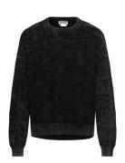 Over D Graphic Cotton Knit Sweater Tops Knitwear Round Necks Black Wee...