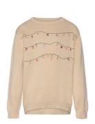 Knit Pullover Embr. Lisa Tops Knitwear Pullovers Beige Wheat