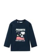 Snoopy Printed T-Shirt Tops T-shirts Long-sleeved T-shirts Navy Mango