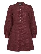 Vitaliama L/S Jaqcuard Dress Lyhyt Mekko Burgundy Vila