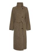 Mschpamela Coat Chk Outerwear Coats Winter Coats Brown MSCH Copenhagen