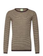 Rib Blouse Tops Knitwear Pullovers Brown FUB