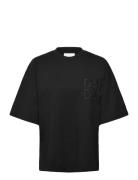 Drew Embroidery - Heavy Jersey Tops T-shirts & Tops Short-sleeved Blac...