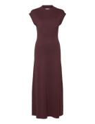 Perkins-Neck Knitted Dress Maksimekko Juhlamekko Burgundy Mango