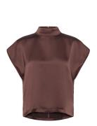 Caneli-1 Tops Blouses Short-sleeved Brown HUGO