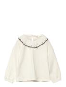 Cotton T-Shirt With Embroidered Stars Tops Blouses & Tunics Cream Mang...