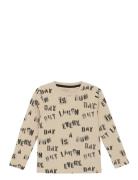 T-Shirt Ls Aop Tops T-shirts Long-sleeved T-shirts Beige Minymo