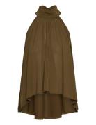 Halter Top With Bow Tops T-shirts & Tops Sleeveless Khaki Green Mango