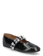 Bialuna Studded Ballet Flat Faux Leather Ballerinat Black Bianco