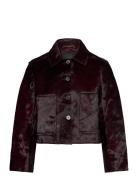 Leather Jacket With Fur Pockets Nahkatakki Burgundy Mango