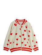 Hearts Aop Velour Baseball Cardigan Tops Sweat-shirts & Hoodies Sweat-...