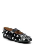 Bialuna Allover Studded Ballet Flat Faux Leather Ballerinat Black Bian...