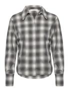 Slfmaya Slim Ls Checked Shirt Ex Tops Shirts Long-sleeved Grey Selecte...