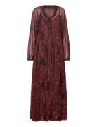 Paisley-Print Over D Dress Maksimekko Juhlamekko Burgundy Mango