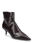 Croc-Effect Pointed-Toe Ankle Boots Shoes Boots Ankle Boots Ankle Boot...