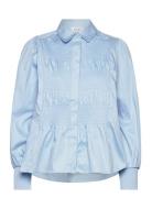 Lr-Isla Solid Tops Shirts Long-sleeved Blue Levete Room