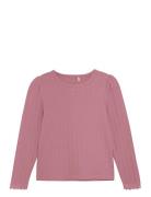 T-Shirt Ls Pointelle Tops T-shirts Long-sleeved T-shirts Pink En Fant