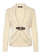 Buckle-Trim Cable Shawl-Collar Cardigan Tops Knitwear Cardigans Cream ...