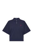 Heavyweight Pique-Knt-Polo Tops T-shirts & Tops Short-sleeved Navy Pol...
